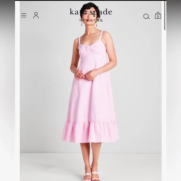 Kate Spade Seersucker Stripe Bow Dress - Picture 3 of 5